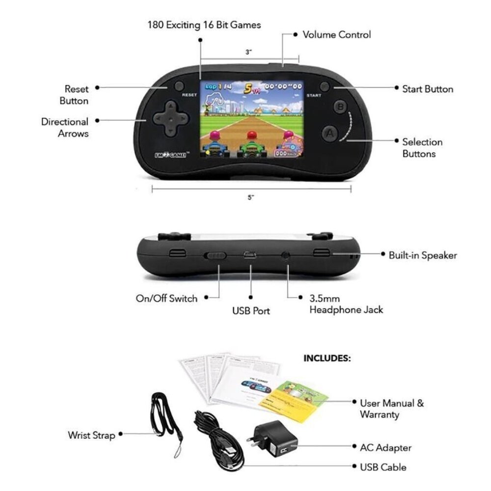 I'm Game GP180B, 120 Games 2.7-inch Color Display Console - Blue
